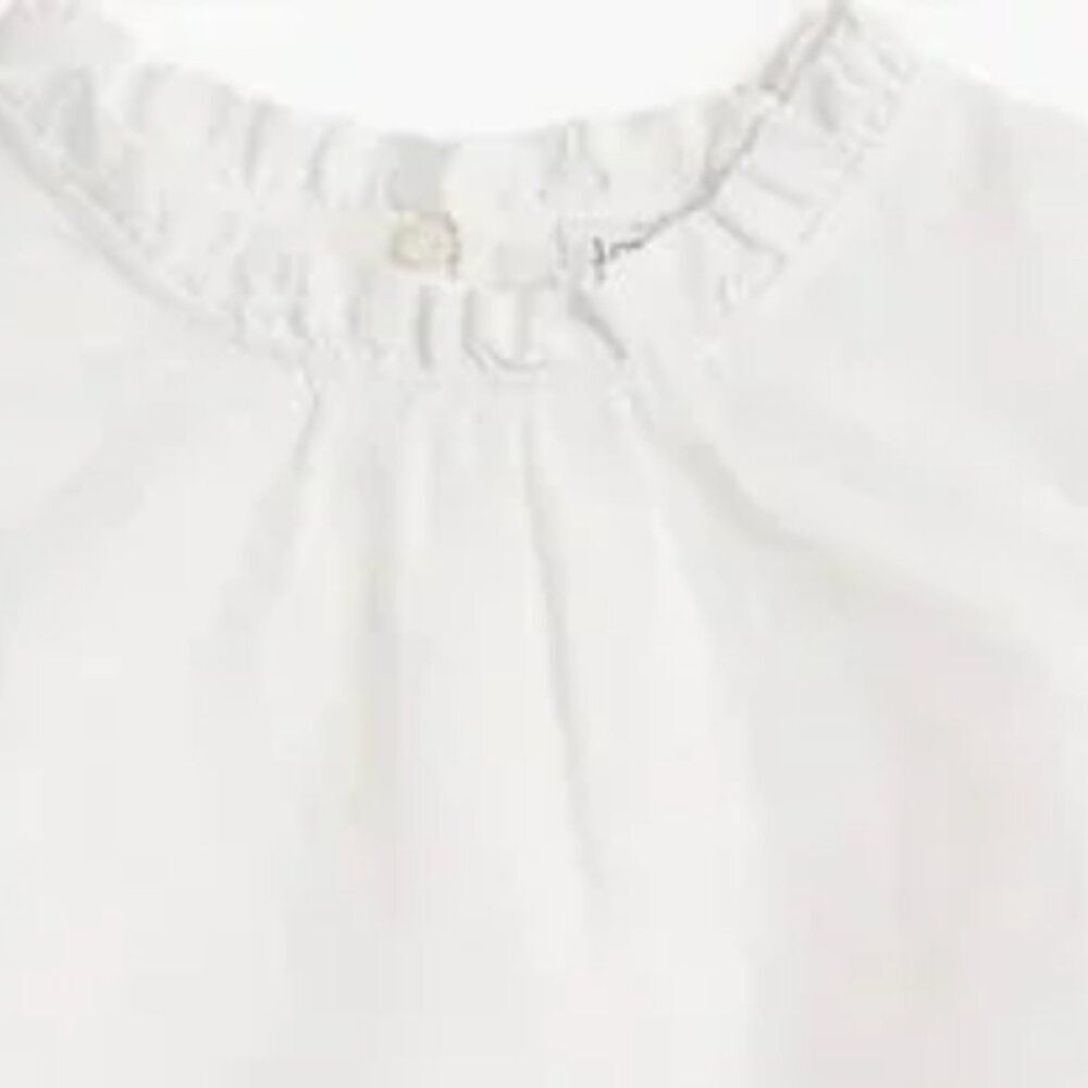 j. crew factory ca112 white Linen-blend ruffleneck top size small nwt - Picture 3 of 11
